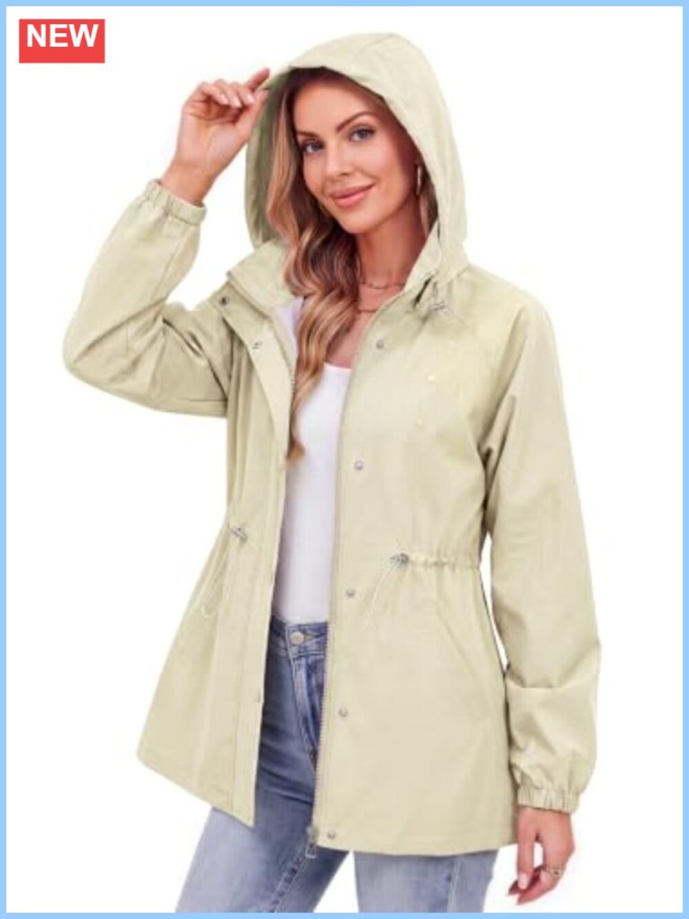 Lightweight Waterproof Hooded Rain Jacket Packable Travel Windbreaker